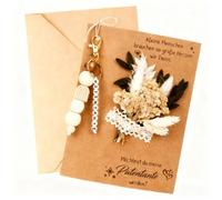 Swiftctrl Set de preguntas para madrinas - ¿Quieres ser mi madrina? - Llavero con cuentas de madera, letras y flores secas - Idea de regalo romántica para anunciar el embarazo