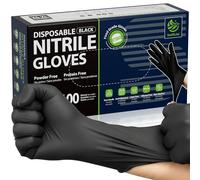 SWIFTLITE Guantes de nitrilo desechables sin látex, 4 mil, color negro, de grado alimenticio, sin polvo, guantes de goma para barbacoa, cocina, limpieza (100, grande)