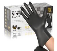 SWIFTLITE Guantes de vinilo negro de grado alimenticio, guantes desechables, sin látex y sin polvo, guantes de limpieza de cocina, preparación de alimentos (200, pequeño)