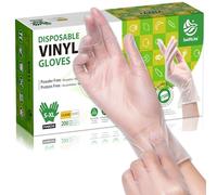 SWIFTLITE Guantes desechables de vinilo, aptos para alimentos, guantes de plástico transparente sin látex de 3 mil, para cocinar, limpiar el hogar, preparación de alimentos (200, pequeños)