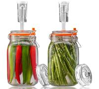 SwiftSlot Tarros de fermentación de 1,5 L con pesas y bloqueo de aire, kit de fermentación para chucrut, kimchi, kombucha y encurtidos, paquete de 2