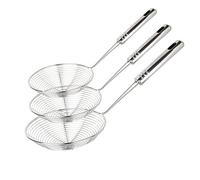 Swify - Juego de 3 espumaderas de araña asiáticas de acero inoxidable, cucharones con mango para cocina, coladores ideales para freír, pasta, espaguetis o fideos, de 30,5 cm, 32 cm y 35 cm