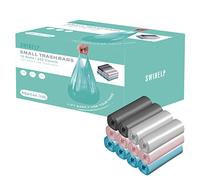 SWIHELP Bolsas de basura, 12 rollos/240 unidades Bolsas de basura pequeñas para oficina, cocina, dormitorio Bolsas de basura portátiles coloridas Bolsas de basura resistentes Bolsas de basura con asa