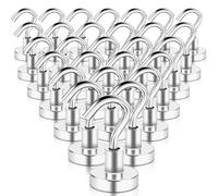 swihorab Ganchos magnéticos, 28 piezas Ganchos magnéticos extrafuertes Imanes de neodimio súper fuertes de 10 kg con ganchos, Ganchos magnéticos de neodimio de 16 mm