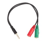 Swiixxer 1 Pieza Adaptador de Cable 2 en 1 Divisor 4 3.5Mm Auricular de Audio Auriculares A 2 Jack Hembra, Cable de Audio de Micrófono para Auriculares 3 para Pc