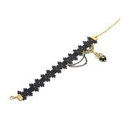 Swiixxer 1X Chica Moda Encaje Negro Amor Colgante Tobilleras Cadena Mujer Pulsera de Tobillo Sandalia Descalza Playa Pie Joyas