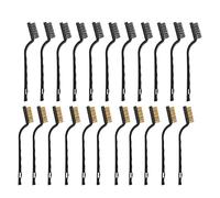 Swiixxer 20 Piezas Cepillo de Alambre Cepillo de Metal para Limpiar Escoria de Soldadura y Cepillo de RasguñO de óXido Cepillo de Escoria de Manejar Curvo Cepillo de óXido de Alambre