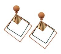 Swiixxer Aretes De Corea Diamante De Geometría J735 (Marrón + Azul)