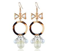 Swiixxer Aretes De Perlas De Cristal De Moda De Las Niñas Aretes De Acetato Redondos