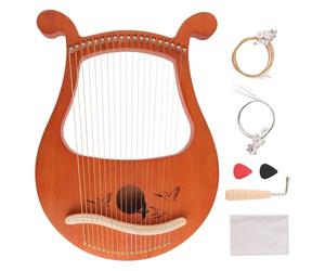 Swiixxer Arpa de Lira, ViolíN Griego de 19 Cuerdas, Patrones úNicos de Lira de 19 Cuerdas, SíMbolos FonéTicos Tallados, para Amantes de la MúSica Principiantes, Etc.