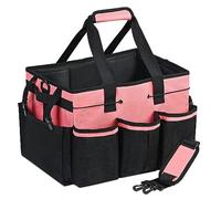 Swiixxer Bolsa de Almacenamiento de Limpieza PortáTil, Organizador de Herramientas de Limpieza con Correa Ajustable, Bolsa Impermeable con 4 Divisores Plegables