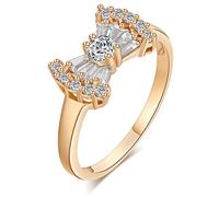 Swiixxer Bowknot Anillo Chapado en para Mujeres NiñAs JoyeríA de Moda Talla 9