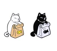 Swiixxer Broche de Esmaltado con Forma de y Negro de Animales,Alfileres de Metal Divertidos con Meme para Solapa, Bolsos para NiñOs y Mujeres