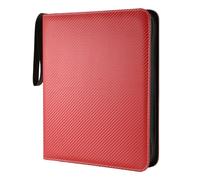 Swiixxer Carpeta para Tarjetas Coleccionables, 9 Bolsillos, Fundas para Tarjetas de Béisbol con Cremallera, Estuche para Tarjetas para Juegos/Fútbol/Tarjetas de Béisbol Rojo