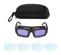 Swiixxer de MáScara de Soldadura de Oscurecimiento AutomáTico con EnergíA Solar Gafas de Soldador Lente Anti- con Estuche de Almacenamiento