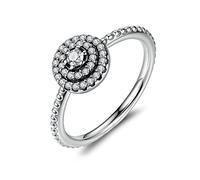Swiixxer Elegancia Radiante de Forma Redonda de Plata Esterlina 925, Anillos de Dedo de para Mujer Talla 9