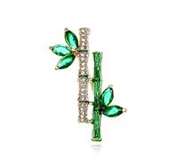 Swiixxer Elegante Retro Planta Verde Bambú Broche Pin para Mujer Collar Accesorios JoyeríA Regalos