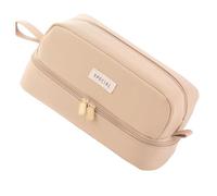 Swiixxer Estuche Grande para Lápices de Gran Capacidad, Estuche para Bolígrafos con 2 Compartimentos para Niñas, Niños, Adolescentes, Estudiantes de Escuela, Adultos, Café