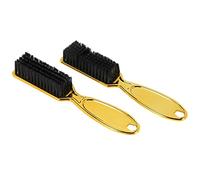 Swiixxer Fade Brush Peine Tijeras Cepillo de Limpieza PeluqueríA Skin Fade Vintage Oil Shape Tallado Cepillo de Limpieza Gold 2PC