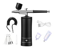Swiixxer Inyector de OxíGeno para UñAs con Cepillo de Aire, Mini Kit de Compresor de Aire, Pulverizador de Pintura para Arte, Tatuaje, Manualidades, Pasteles, Nanoniebla, Negro