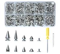 Swiixxer Kit de 354 Púas y Tachuelas Punk, 8 Púas Cónicas de Tamaño, Tachuelas de Árbol de Metal para en y Ropa de Estilo Punk