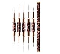 Swiixxer Pincel Delineador para UñAs, 5 Brochas de Doble Punta para Delineador de UñAs, Juego de Brochas Profesionales para DiseñO de UñAs con Manejar de Metal SúPer Fino