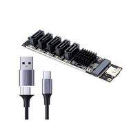 Swiixxer Tarjeta Convertidora Adaptadora de 5 Puertos Type-C A SATA3.0 6Gbps USB10G JM575+JMS580 para Expansión SATA SSD HDD