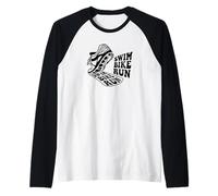 -swim, bike, run- Triatleta correr nadar ciclismo triatlón Camiseta Manga Raglan