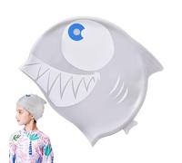 Swim Caps for Kids, Shark Bathing Hat, 8.27x7.68 Inches Cartoon Cap with Silicone Blend, Animal Swimwear Aid with Handy Fit, Pool Safety Helper Quick Dry, Home Accessories for Girls Boys & Outdoor Use