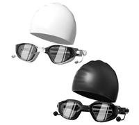 Swim Goggles - Polycarbonate & Silicone, Standard Size Anti-Fog UV Protection | Comfortable Unisex Swimming Goggles with Cap For Women, Boys, Girls, Teens, Youth, Husband, Son, Daughter