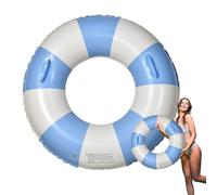 Swim Ring - O-Shaped Float | Inflatable Tube for Adults | Pool Buoy, Toddler Swim Tube, Thickened Anti-Rollover Striped Floatation Device with Handles for Beach Party Summer Vacation Supplies