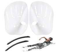 Swim Training Paddles, Ergonomic Hand Fins, Comfort Grip Design, Adjustable Strap Support, Pool Breaststroke Exercise for Adults and Kids, White/Green, 1 par