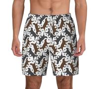 Swim Trunks Hombre con Forro De Malla, Huella De Pata De Un Flat Coated Retriever Al Trote, Pantalones De Baño Casual Correr Bañadores De Natación Piscina, Trotar M