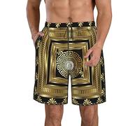 Swim Trunks para Hombre, Men's Swimming Short, Llave Griega Geométrica Dorada Retro, Secado Rápido Shorts De Playa Ligeros Deporte Beachshort XXL