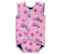 Swimbubs Envoltura de natación para bebés Traje de Neopreno Traje de Abrigo para niños Traje de baño UV para niñas (0-6 Meses, Pink Dolphin)