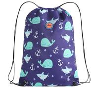 Swimbubs Mochila de polietileno con cordón para niños, bolsa de natación para bebés y niños pequeños, para la escuela, deportes y clases de natación, resistente al agua, 40 x 30 cm, Ballena azul