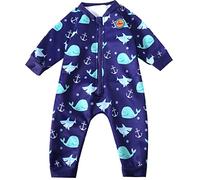 Swimbubs Traje de baño cálido para bebé, traje de neopreno forrado de forro polar para niños y niñas, protección solar UV UPF50, Ballena azul., 2-3 años