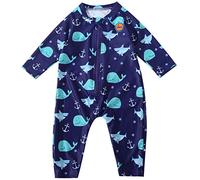Swimbubs Traje de baño UV para bebé, traje de baño para niñas, protección solar, chaleco de protección contra erupciones para niños pequeños UPF50, Ballena azul, 2-3 Años