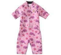 Swimbubs Traje de neopreno corto de 2 mm para niños, traje de baño con cremallera frontal para piscina y playa (1-2 años, delfín rosa)
