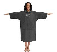 SwimCell Bata cambiadora de toalla para hombre y mujer. Poncho de toalla 100 % algodón, 380 g/m². Manga larga, bolsillo, agujeros laterales y capucha para natación, playa y surf, talla M, color gris