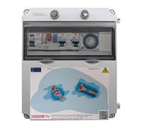 SWIMHOME Cuadro Eléctrico Piscina 2CV, Transformador 300W 12V AC, Contactor Clorador y Guardamotor 6-10A