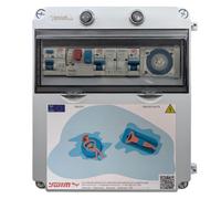 SWIMHOME Cuadro Eléctrico Piscina, Transformador 100W, Guardamotor 4-6.3A y Contactor Clorador, para Bomba 1CV