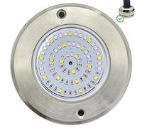 SWIMHOME Foco LED Mini de Superficie para Pisicina | Acero Inoxidable Resistente Corrosión | Airless Relleno Resina | Ø11 cm 6W 12V/DC Colores y Blanco (RGBW Cable 5 Hilos)