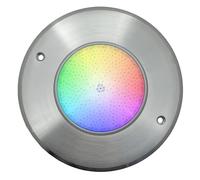 SWIMHOME Foco LED Mini Extraplano de Superficie para Pisicina | Acero Inoxidable Resistente Corrosión | Airless Relleno Resina | Ø16 cm 10W 12V/DC RGBV+ (Cable 4 hilos)
