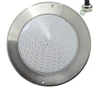 SWIMHOME Foco LED Mini Extraplano de Superficie para Pisicina | Acero Inoxidable Resistente Corrosión | Airless Relleno Resina | Ø28 cm 35W 12V/AC RGB On/Off (Cable 2 hilos)