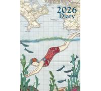 Swimming A6 2026 pocket diary daily planner journal - coastal nautical designs sewn onto old sea charts maps | Week to view