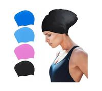 Swimming Cap for Long Hair, Large Swimming Cap for Women Waterproof Silicone Swimming Hat for Long Hair, Adult Swimming Hat Swim CapBlack