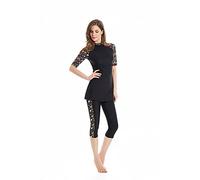 Swimming Costume Burkini Swimwear For Womens Modest Short Sleeve Swimsuit Surfing Suit Swimming Beachwear(L,J8)