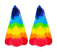 Swimming Flippers, Training Fins, Snorkel Gear, Bright Rainbow Color, Soft Silicone Build, Ideal for Lap Practice, Youth Lessons, Bodyboarding, Boys, Girls, and Children Easy to Use Multicolor