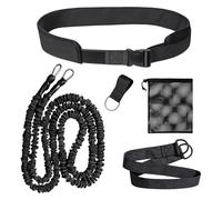 Swimming Gear, Stationary Resistance Rope, Aquatic Tether System, Elastic Training Leash Device, Pool Exercise Accessory, Water Sport Apparel, Adjustable Waist Belt Black Size Small Large